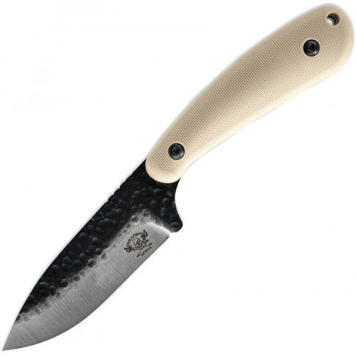 Skallywag Tactical Fireside Fixed Blade Knife - 2.75" Hammered 420 Stainless Steel Blade Tan Handle