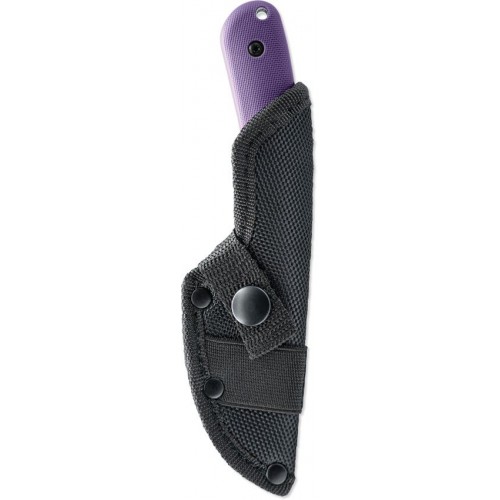 Skallywag Tactical Fireside Fixed Blade Knife - 2.75" Hammered 420 Stainless Steel Blade Purple Handle