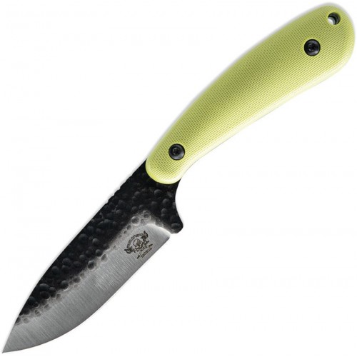 Skallywag Tactical Fireside Fixed Blade Knife - 2.75" Hammered 420 Stainless Steel Blade Green Handle