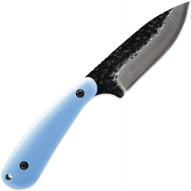 Skallywag Tactical Fireside Fixed Blade Knife - 2.75" Hammered 420 Stainless Steel Blade Blue Handle