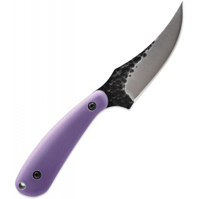 Skallywag Tactical Scorpion Fixed Blade Knife - 2.75" Hammered 420 Stainless Steel Skinner Blade Purple Handle