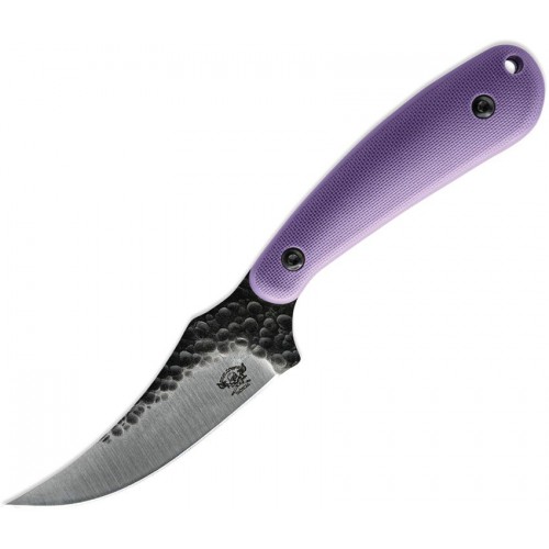Skallywag Tactical Scorpion Fixed Blade Knife - 2.75" Hammered 420 Stainless Steel Skinner Blade Purple Handle