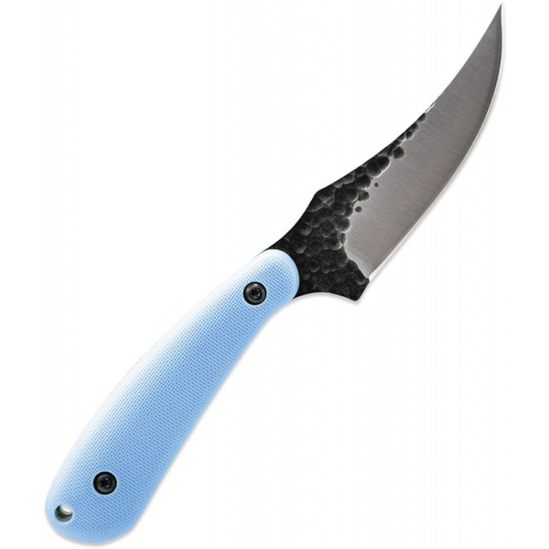 Skallywag Tactical Scorpion Fixed Blade Knife - 2.75" Hammered 420 Stainless Steel Skinner Blade Blue Handle