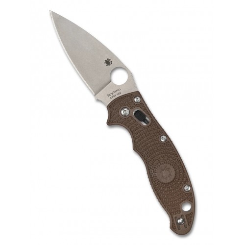 Spyderco Manix 2 Lightweight Sprint Run Folding Knife - 3.37"  CPM-15V Blade Brown FCRP Handle