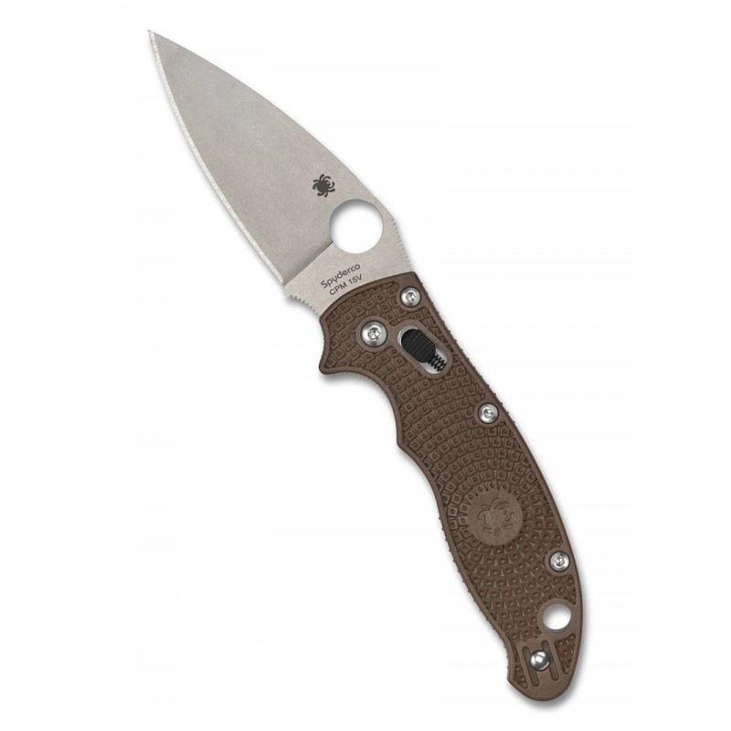 Spyderco Manix 2 Lightweight Sprint Run Folding Knife - 3.37"  CPM-15V Blade Brown FCRP Handle