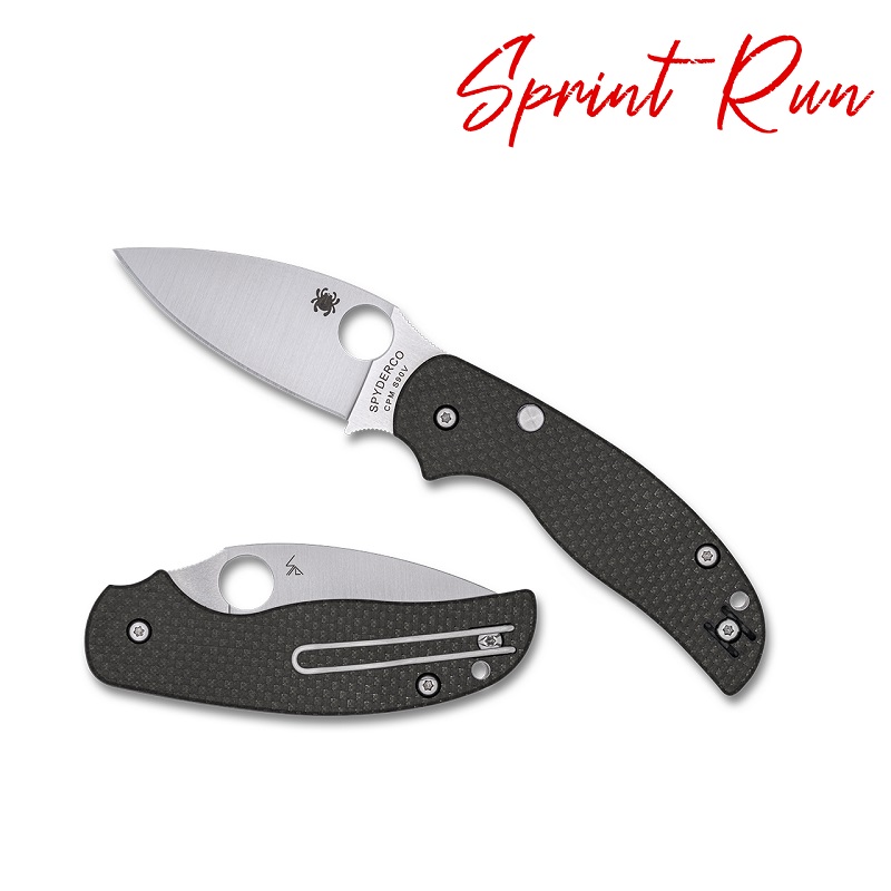 Spyderco Sage 6 Button Release Sprint Run Folding Knife  - 3" CPM-S90V Blade Carbon Fibre Handle