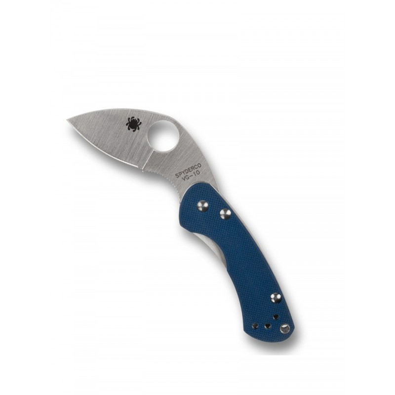 Spyderco Balance Sprint Run Folding Knife - 1.98" CPM-SPY27 Satin Plain Blade Cobalt Blue G10 and Stainless Steel Handle