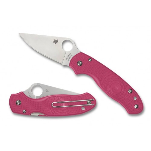 Spyderco Paramilitary 3 Lightweight Folding Knife - 2.92" CTS-BD1N Plain Blade Pink FRN Handle