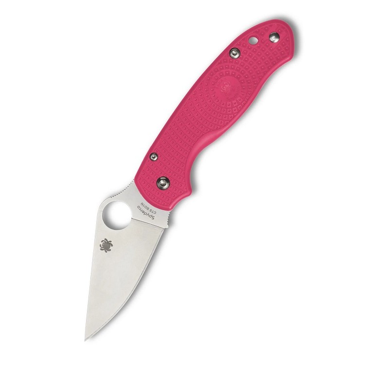 Spyderco Paramilitary 3 Lightweight Folding Knife - 2.92" CTS-BD1N Plain Blade Pink FRN Handle