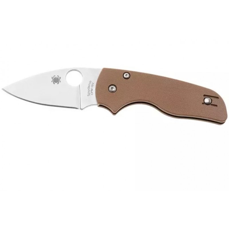 Spyderco Lil' Native Sprint Run Folding Knife - 2.42" CPM-15V Stonewashed Plain Blade Brown G10 Handle