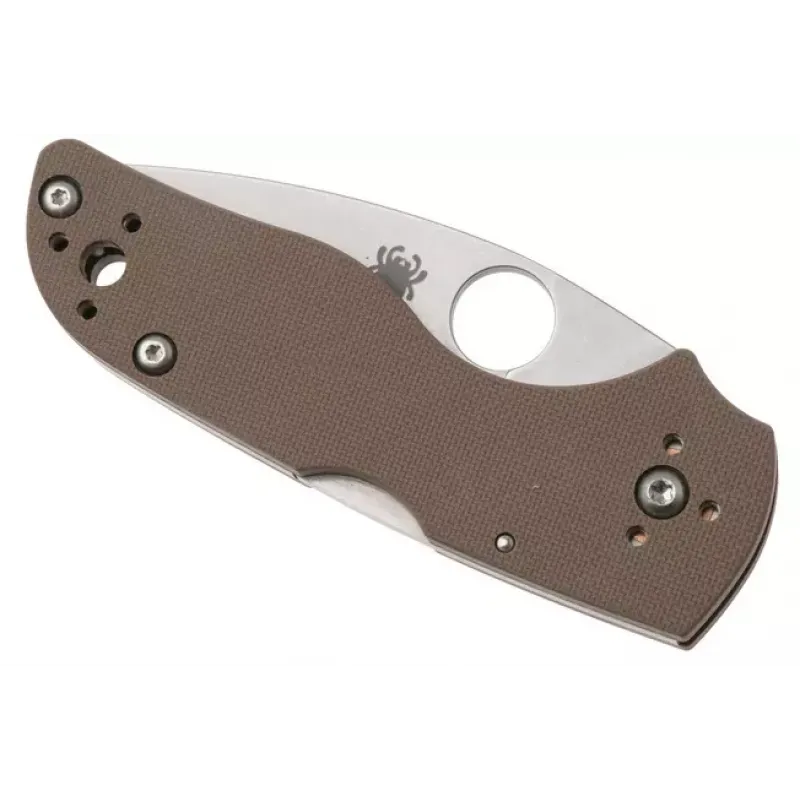 Spyderco Lil' Native Sprint Run Folding Knife - 2.42" CPM-15V Stonewashed Plain Blade Brown G10 Handle Cyclaire Knives and Tools