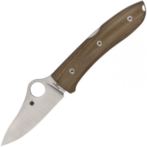 Spyderco Max SpyOpera Sprint Run Folding Knife - 2.9" M390 Stainless Steel Handle Brown Micarta Handle
