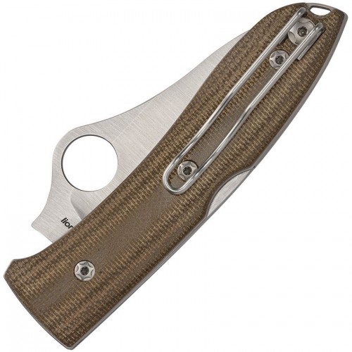 Spyderco Max SpyOpera Sprint Run Folding Knife - 2.9" M390 Stainless Steel Handle Brown Micarta Handle