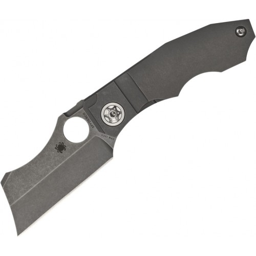 Spyderco Stovepipe Folding Knife - 2.78" CPM-20CV Dark Stonewashed Cleaver Blade Dark Titanium Handle