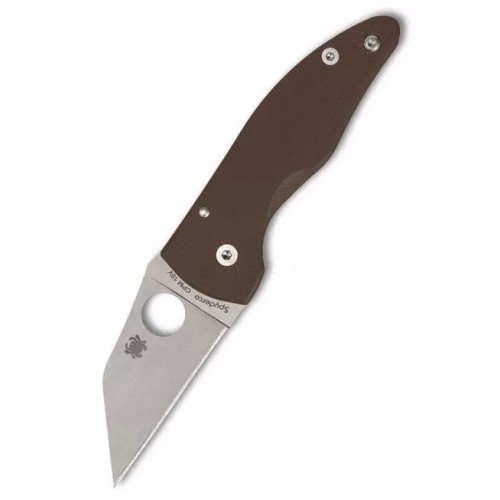 Spyderco MicroJimbo Sprint Run Folding Knife - 2.45" CPM-15V Stonewashed Blade Brown G10 Handle