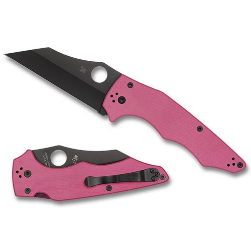 Spyderco MicroJimbo Sprint Run Folding Knife - 2.45" CPM-S30V Black Blade Pink G10 Handle