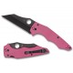 Spyderco MicroJimbo Sprint Run Folding Knife - 2.45" CPM-S30V Black Blade Pink G10 Handle
