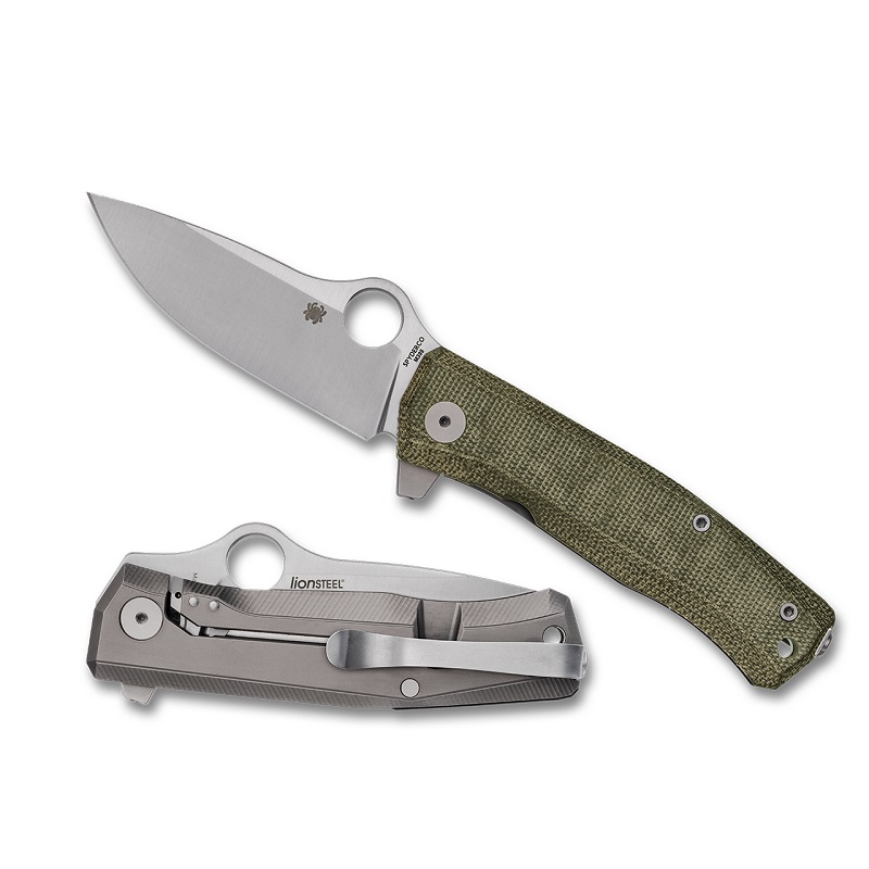 Spyderco SpyMyto Folding Knife - 3.32" M398 Blade Green Canvas Micarta and Titanium Handle