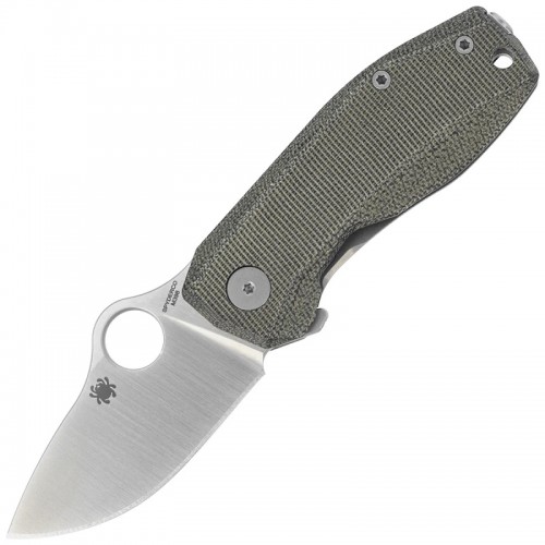 Spyderco SpyNano Flash Batch Folding Knife - 2.56" M398 Satin DP Blade Green Canvas Micarta Handle
