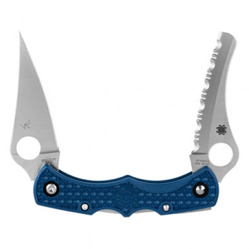 Spyderco Dyad JR Dual Blade Folding Knife - 2.43" CP Plain Blade 2.41" Sheepsfoot Serrated Blade