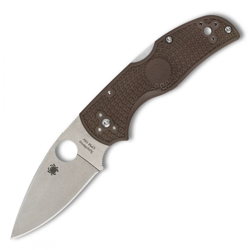 Spyderco Native 5 Lightweight Sprint Run Folding Knife - 2.95" CPM-15V Plain Blade Brown FRN Handle