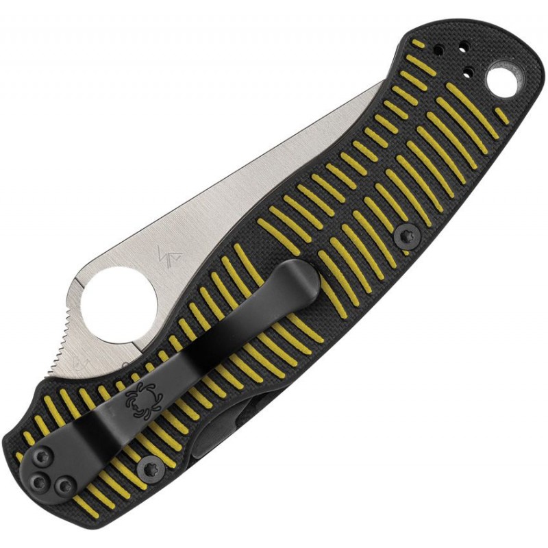 Spyderco Paramilitary 2 Salt Folding Knife - 3.45" CPM-MagnaCut Blade Yellow and Black G10 Handle