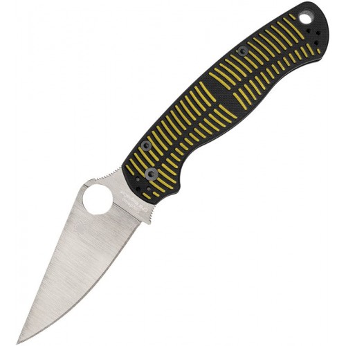 Spyderco Paramilitary 2 Salt Folding Knife - 3.45" CPM-MagnaCut Blade Yellow and Black G10 Handle