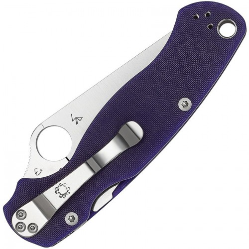 Spyderco Paramilitary 2 Folding Knife - 3.45" CPM-S30V Satin Plain Blade Blue G10 Handle