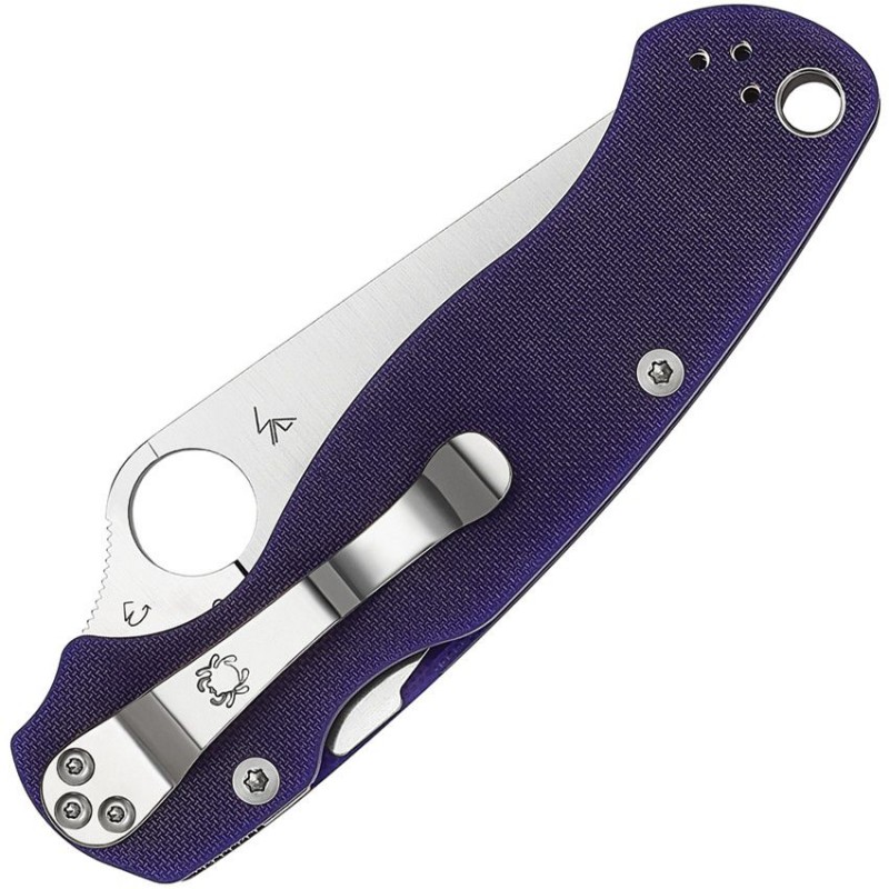Spyderco Paramilitary 2 Folding Knife - 3.45" CPM-S30V Satin Plain Blade Blue G10 Handle