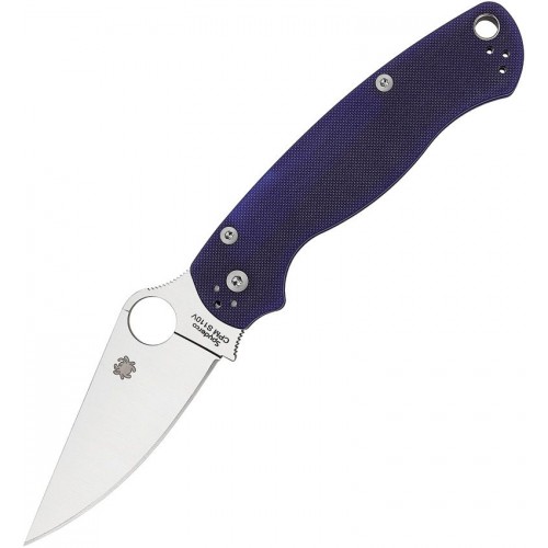 Spyderco Paramilitary 2 Folding Knife - 3.45" CPM-S30V Satin Plain Blade Blue G10 Handle