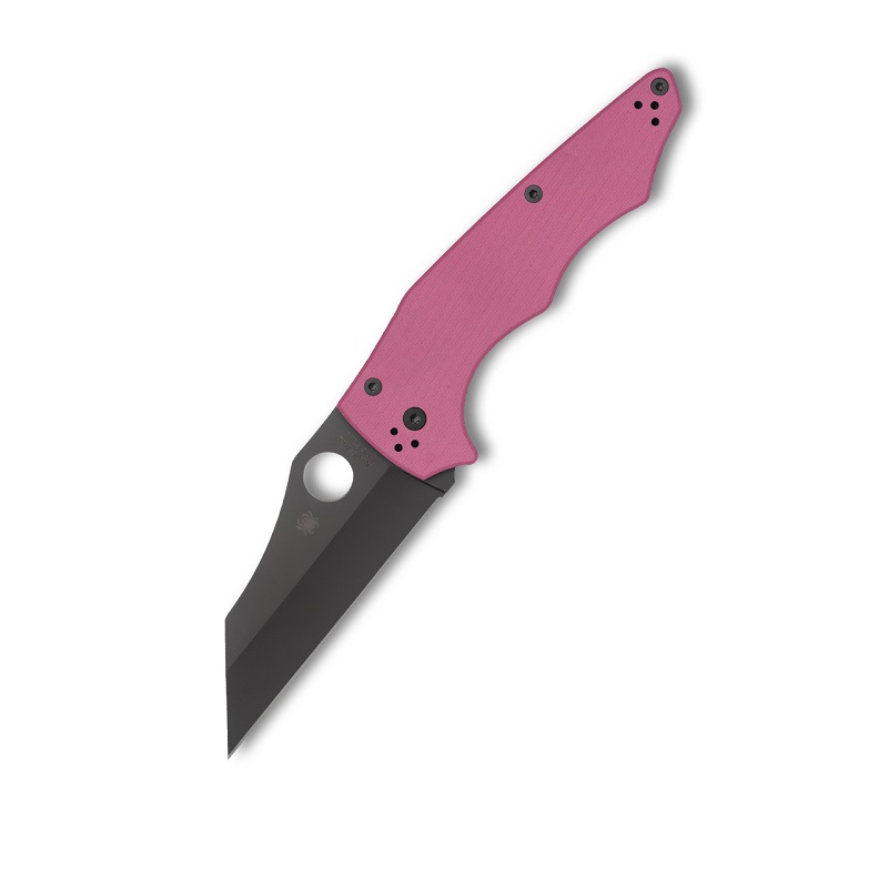 Spyderco Yojimbo 2 Sprint Run Folding Knife - 3.125" CPM-S30V Black Plain Blade Pink G10 Handle