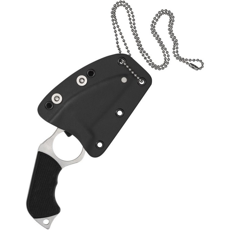 Spyderco Sal Glesser Swick 5 Large Hole Fixed Blade Neck Knife - 2.73" LC200N Wharncliffe Plain Blade Black G10 Handle