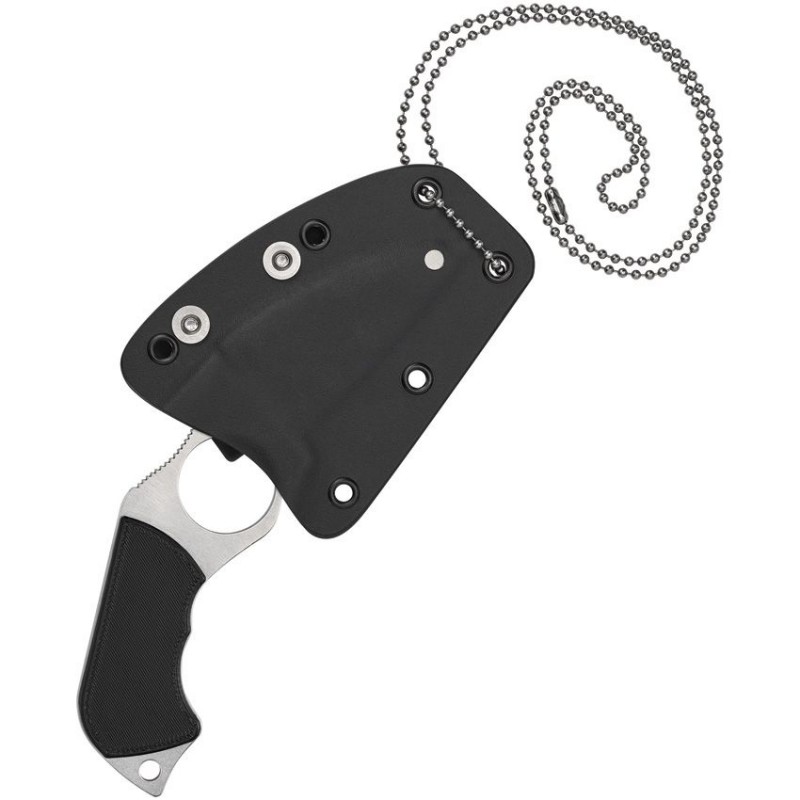 Spyderco Swick 6 Small Hole Fixed Blade Neck Knife - 2.7" LC200N Wharncliffe Blade Black G10 Handle