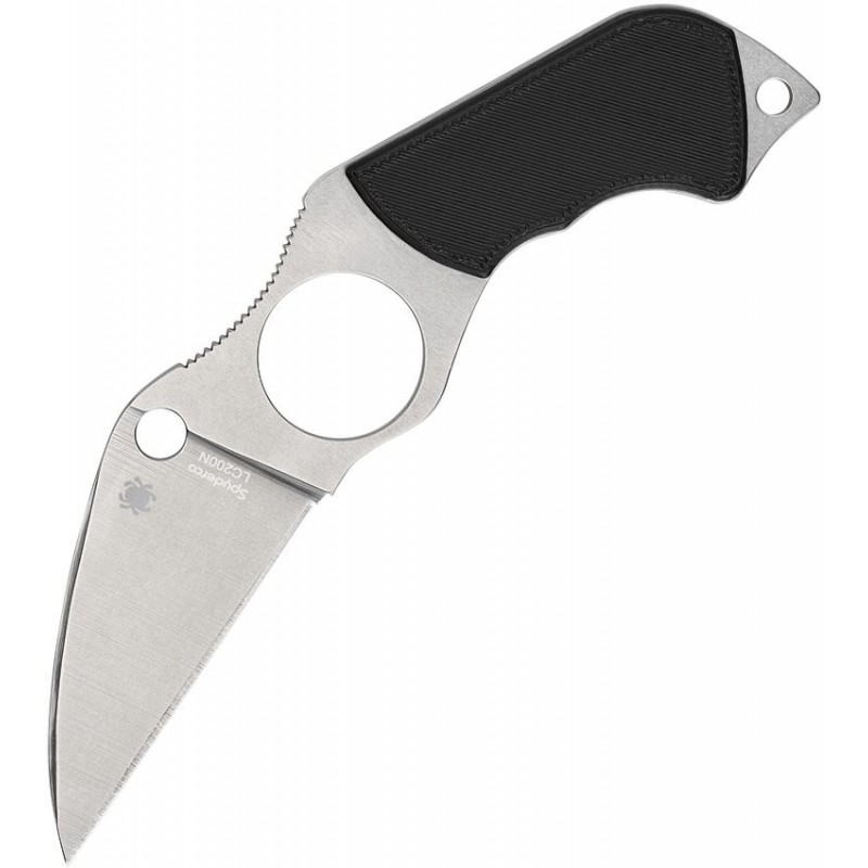 Spyderco Swick 6 Small Hole Fixed Blade Neck Knife - 2.7" LC200N Wharncliffe Blade Black G10 Handle