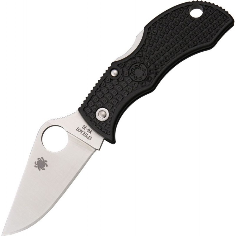 Spyderco Manbug Folding Knife - 1.9" VG10 Stainless Steel Plain Clip Point Blade Black FRN Handle