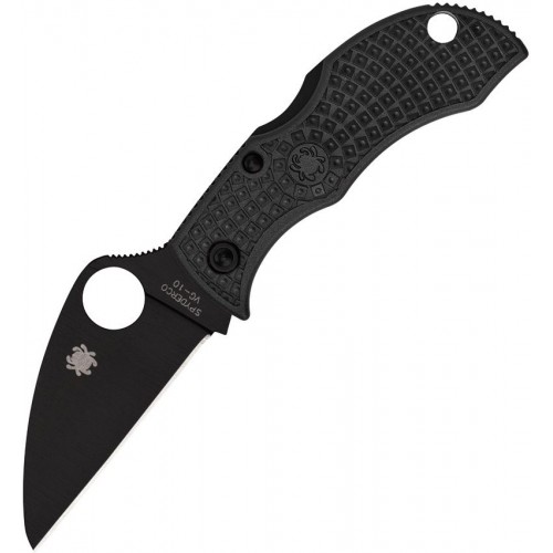Spyderco Manbug Folding Knife - 1.9" Black VG10 Stainless Wharncliffe Plain Blade Black Handle