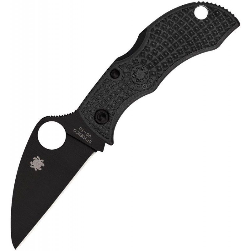 Spyderco Manbug Folding Knife - 1.9" Black VG10 Stainless Wharncliffe Shaped Plain Blade Black FRN Handle