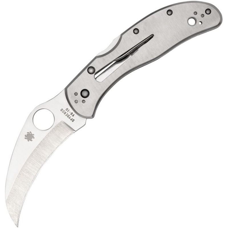 Spyderco Harpy Folding Knife - 2.75" VG10 Hawkbill Plain Blade Stainless Steel Handle