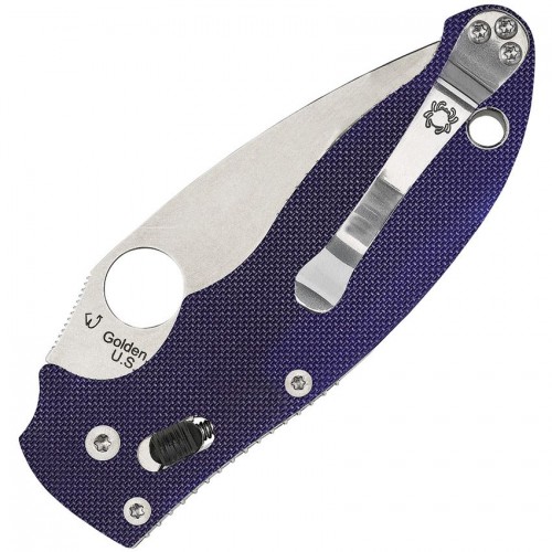 Spyderco Manix 2  - 3.37" CPM-S110V Satin Plain Blade Blue Purple G10 Handle