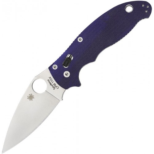 Spyderco Manix 2  - 3.37" CPM-S110V Satin Plain Blade Blue Purple G10 Handle