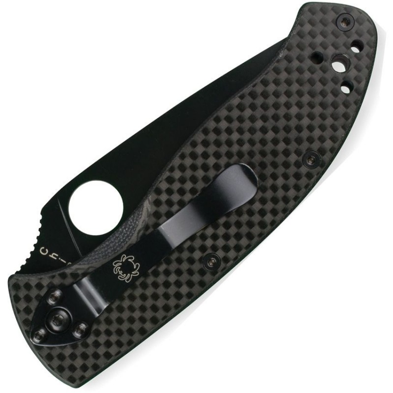 Spyderco Tenacious Folding Knife - 3.39" Black Stainless Steel Blade Carbon Fiber and G10 Handle