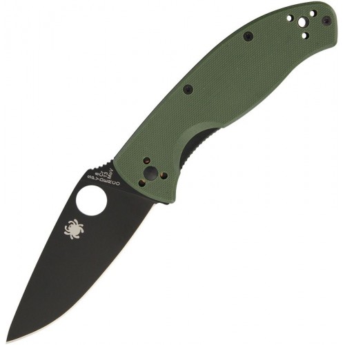 Spyderco Tenacious Folding Knife - 3.35" 8Cr13MoV Stainless Steel Black Blade Green G10 Handle