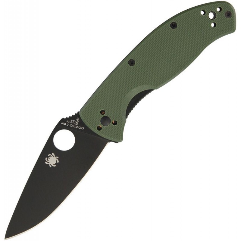 Spyderco Tenacious Folding Knife - 3.35" Stainless Steel Black Blade Green G10 Handle