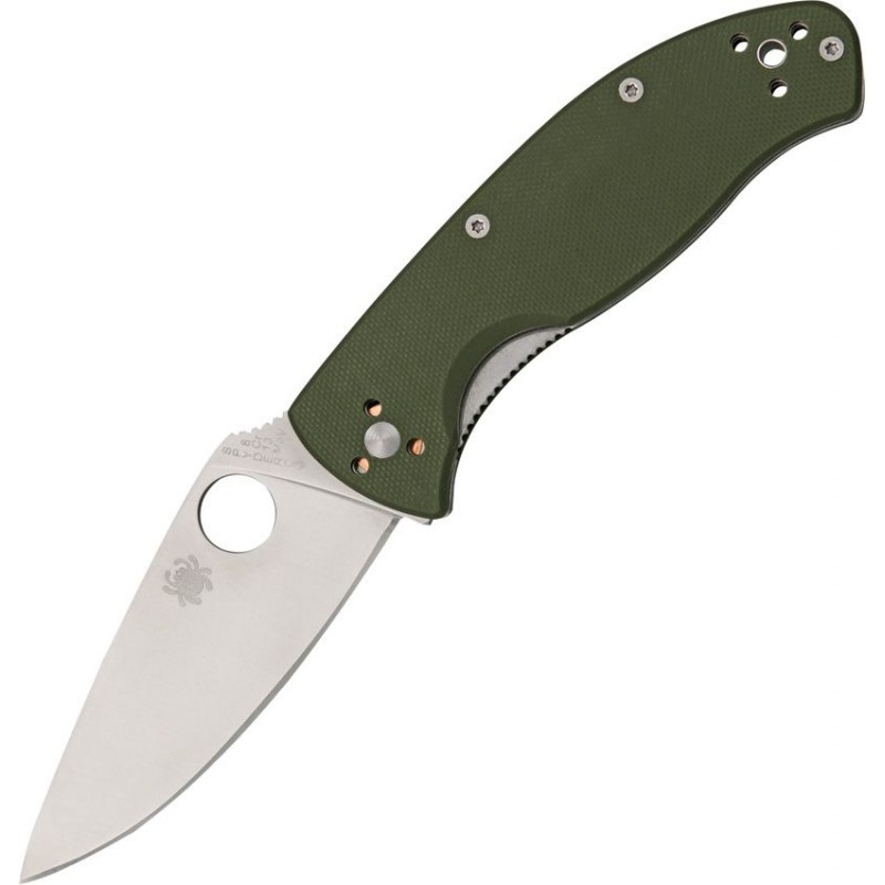 Spyderco Tenacious Folding Knife - 3.35" Stainless Steel Blade Green G10 Handle
