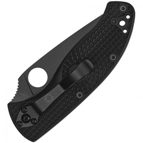 Spyderco LW Tenacious Folding Knife - 3.39" 8Cr13MoV Black Stainless Steel Plain Blade Black Handle