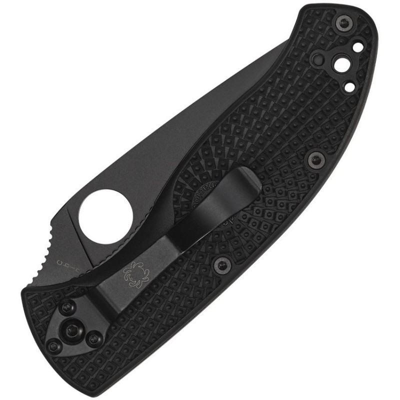 Spyderco LW Tenacious Folding Knife - 3.39" 8Cr13MoV Black Stainless Steel Plain Blade Black Handle