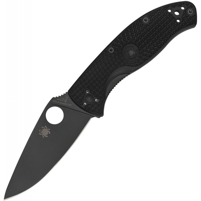 Spyderco LW Tenacious Folding Knife - 3.39" 8Cr13MoV Black Stainless Steel Plain Blade Black Handle