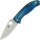 Spyderco Tenacious Folding Knife - 3.35" D2 Steel Plain Blade Blue Titanium Handles