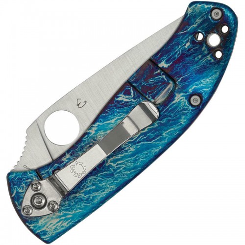 Spyderco Tenacious R.I.L Folding Knife - 3.35" D2 Steel Plain Blade Blue Titanium Handles