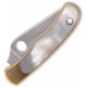 Spyderco UK EDC Bug Pocket Knife Abalone - 1.25" 12C27 Stainless Steel Blade Silver Handle with Abalone Inlay